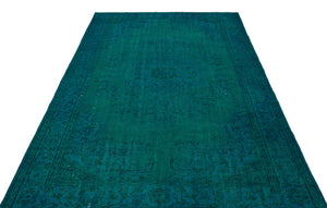Turquoise Over Dyed Vintage Rug 5'12'' x 9'4'' ft 182 x 284 cm
