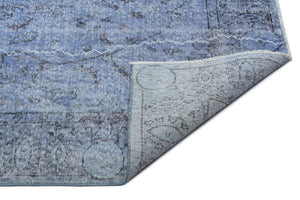 Blue Over Dyed Vintage Rug 5'2'' x 9'1'' ft 158 x 277 cm
