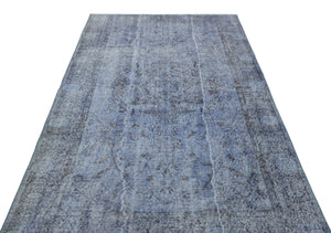 Blue Over Dyed Vintage Rug 5'2'' x 9'1'' ft 158 x 277 cm