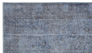 Blue Over Dyed Vintage Rug 5'2'' x 9'1'' ft 158 x 277 cm