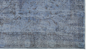Blue Over Dyed Vintage Rug 5'2'' x 9'1'' ft 158 x 277 cm