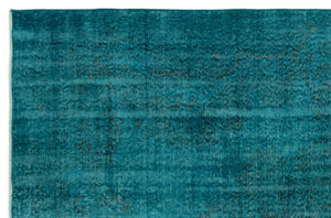 Turquoise Over Dyed Vintage Rug 5'8'' x 8'8'' ft 172 x 265 cm
