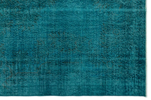 Turquoise Over Dyed Vintage Rug 5'8'' x 8'8'' ft 172 x 265 cm