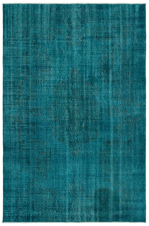 Turquoise Over Dyed Vintage Rug 5'8'' x 8'8'' ft 172 x 265 cm