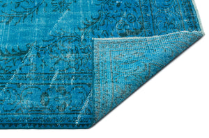 Turquoise Over Dyed Vintage Rug 5'8'' x 9'6'' ft 172 x 290 cm