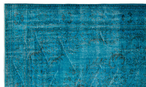 Turquoise Over Dyed Vintage Rug 5'8'' x 9'6'' ft 172 x 290 cm