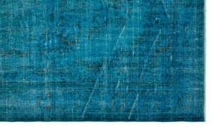 Turquoise Over Dyed Vintage Rug 5'8'' x 9'6'' ft 172 x 290 cm