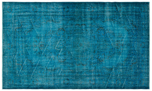 Turquoise Over Dyed Vintage Rug 5'8'' x 9'6'' ft 172 x 290 cm