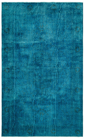 Turquoise Over Dyed Vintage Rug 6'3'' x 10'3'' ft 190 x 312 cm