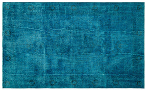 Turquoise Over Dyed Vintage Rug 6'3'' x 10'3'' ft 190 x 312 cm