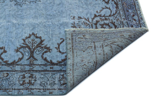 Blue Over Dyed Vintage Rug 5'5'' x 8'8'' ft 165 x 263 cm