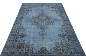 Blue Over Dyed Vintage Rug 5'5'' x 8'8'' ft 165 x 263 cm