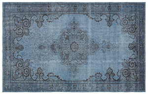 Blue Over Dyed Vintage Rug 5'5'' x 8'8'' ft 165 x 263 cm