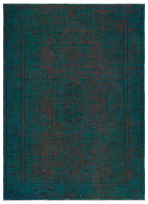 Turquoise Over Dyed Vintage Rug 5'11'' x 8'6'' ft 181 x 260 cm