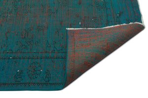 Turquoise Over Dyed Vintage Rug 5'11'' x 8'6'' ft 181 x 260 cm