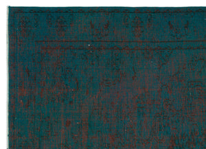 Turquoise Over Dyed Vintage Rug 5'11'' x 8'6'' ft 181 x 260 cm