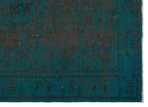 Turquoise Over Dyed Vintage Rug 5'11'' x 8'6'' ft 181 x 260 cm
