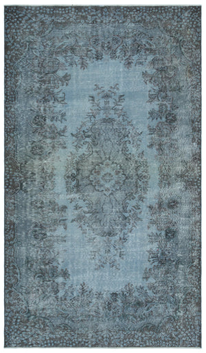 Blue Over Dyed Vintage Rug 5'5'' x 9'3'' ft 164 x 282 cm