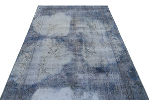 Blue Over Dyed Vintage Rug 5'2'' x 9'6'' ft 157 x 290 cm