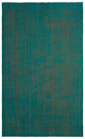 Turquoise  Over Dyed Vintage Rug 5'0'' x 8'6'' ft 153 x 258 cm