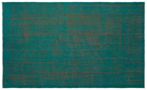Turquoise  Over Dyed Vintage Rug 5'0'' x 8'6'' ft 153 x 258 cm
