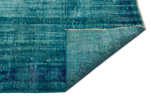 Turquoise Over Dyed Vintage Rug 5'8'' x 9'1'' ft 173 x 276 cm