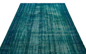 Turquoise Over Dyed Vintage Rug 5'8'' x 9'1'' ft 173 x 276 cm