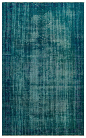 Turquoise Over Dyed Vintage Rug 5'8'' x 9'1'' ft 173 x 276 cm