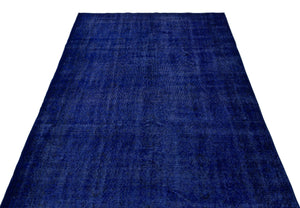 Blue Over Dyed Vintage Rug 4'11'' x 8'11'' ft 150 x 273 cm