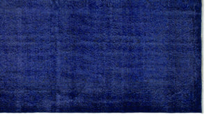 Blue Over Dyed Vintage Rug 4'11'' x 8'11'' ft 150 x 273 cm