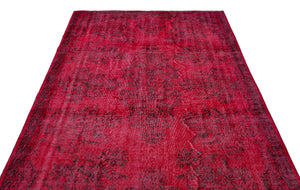 Red Over Dyed Vintage Rug 5'6'' x 9'5'' ft 168 x 286 cm