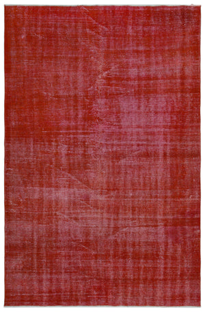 Red Over Dyed Vintage Rug 5'5'' x 8'5'' ft 166 x 257 cm
