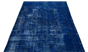 Traditional Design Blue Over Dyed Vintage Rug 5'0'' x 8'5'' ft 153 x 256 cm