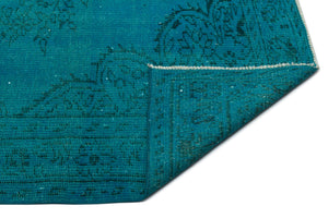 Turquoise Over Dyed Vintage Rug 5'10'' x 8'7'' ft 178 x 262 cm