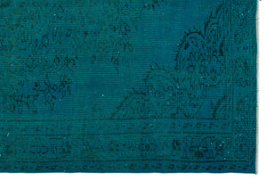 Turquoise Over Dyed Vintage Rug 5'10'' x 8'7'' ft 178 x 262 cm