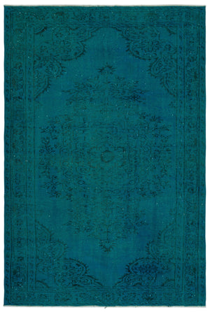 Turquoise Over Dyed Vintage Rug 5'10'' x 8'7'' ft 178 x 262 cm