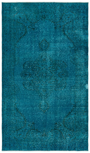 Turquoise Over Dyed Vintage Rug 5'8'' x 9'7'' ft 172 x 291 cm