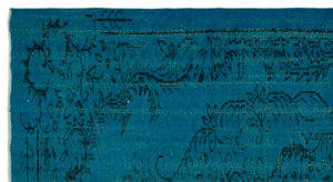 Turquoise Over Dyed Vintage Rug 4'9'' x 8'9'' ft 144 x 266 cm