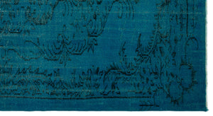 Turquoise Over Dyed Vintage Rug 4'9'' x 8'9'' ft 144 x 266 cm