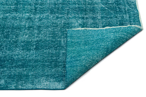 Turquoise Over Dyed Vintage Rug 5'0'' x 8'4'' ft 153 x 254 cm