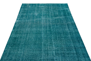 Turquoise Over Dyed Vintage Rug 5'0'' x 8'4'' ft 153 x 254 cm