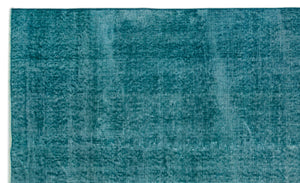 Turquoise Over Dyed Vintage Rug 5'0'' x 8'4'' ft 153 x 254 cm