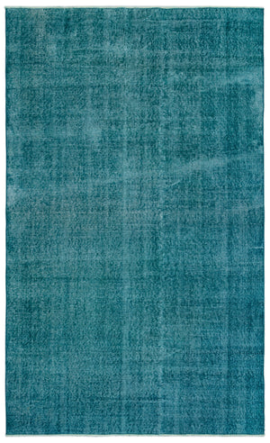 Turquoise Over Dyed Vintage Rug 5'0'' x 8'4'' ft 153 x 254 cm