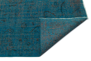 Turquoise Over Dyed Vintage Rug 5'4'' x 8'6'' ft 162 x 260 cm