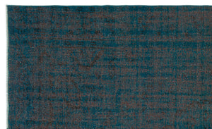 Turquoise Over Dyed Vintage Rug 5'4'' x 8'6'' ft 162 x 260 cm
