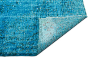 Turquoise Over Dyed Vintage Rug 6'0'' x 9'3'' ft 184 x 282 cm