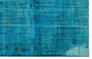 Turquoise Over Dyed Vintage Rug 6'0'' x 9'3'' ft 184 x 282 cm