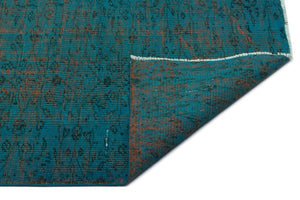 Turquoise  Over Dyed Vintage Rug 5'2'' x 7'11'' ft 158 x 241 cm