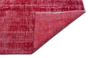 Red Over Dyed Vintage Rug 3'8'' x 6'10'' ft 112 x 208 cm