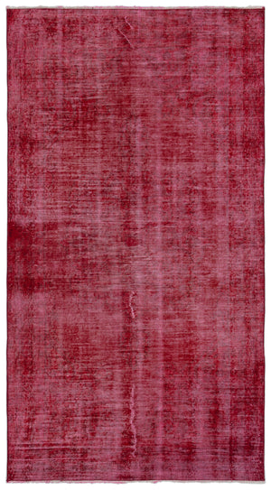 Red Over Dyed Vintage Rug 3'8'' x 6'10'' ft 112 x 208 cm